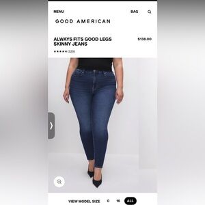 GOOD AMERICAN GOOD CURVE
ALWAYS FITS GOOD LEGS SKINNY JEANS
